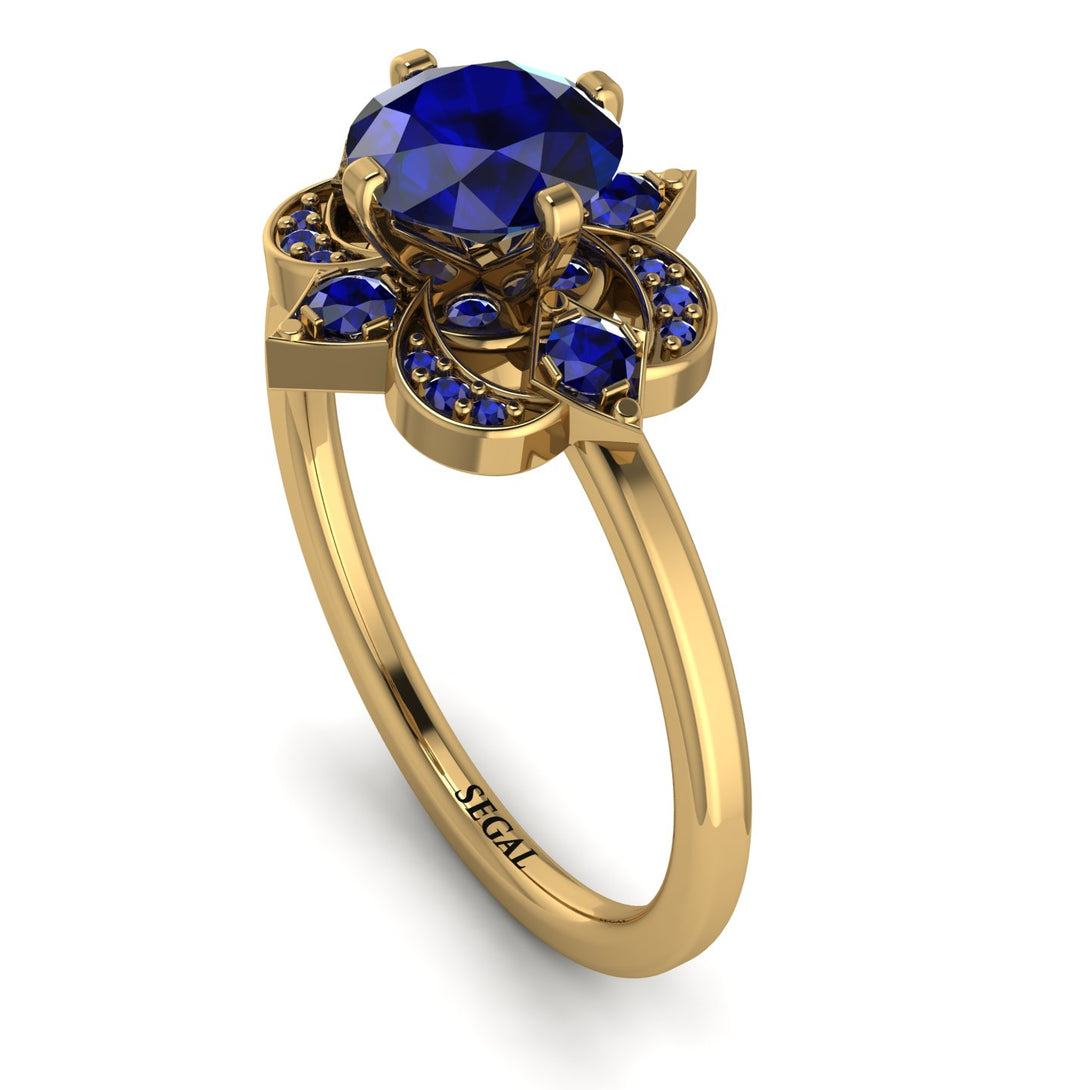 Unique Bloom Halo Sapphire Ring - Amanda No. 73