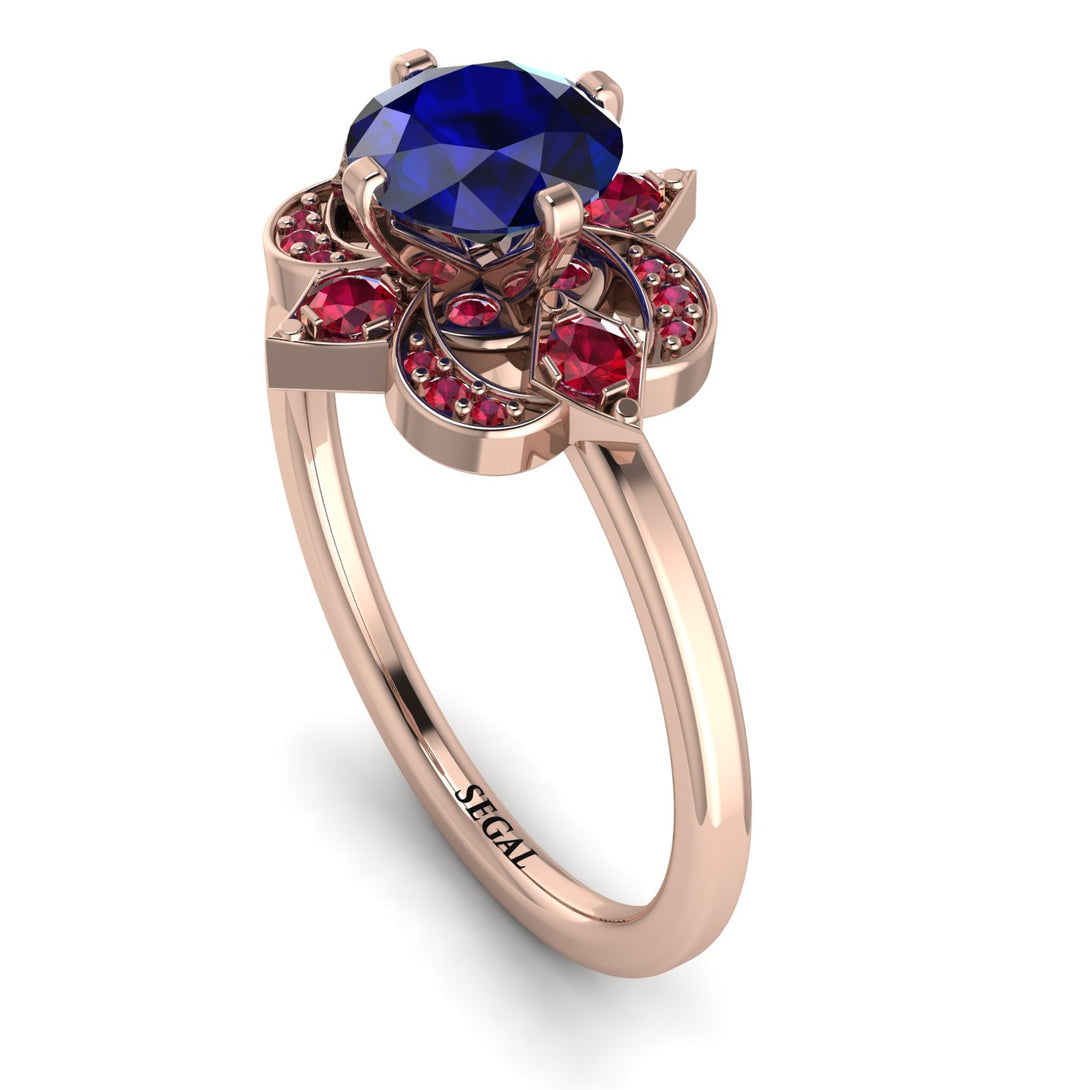 Unique Bloom Halo Sapphire Ring - Amanda No. 59