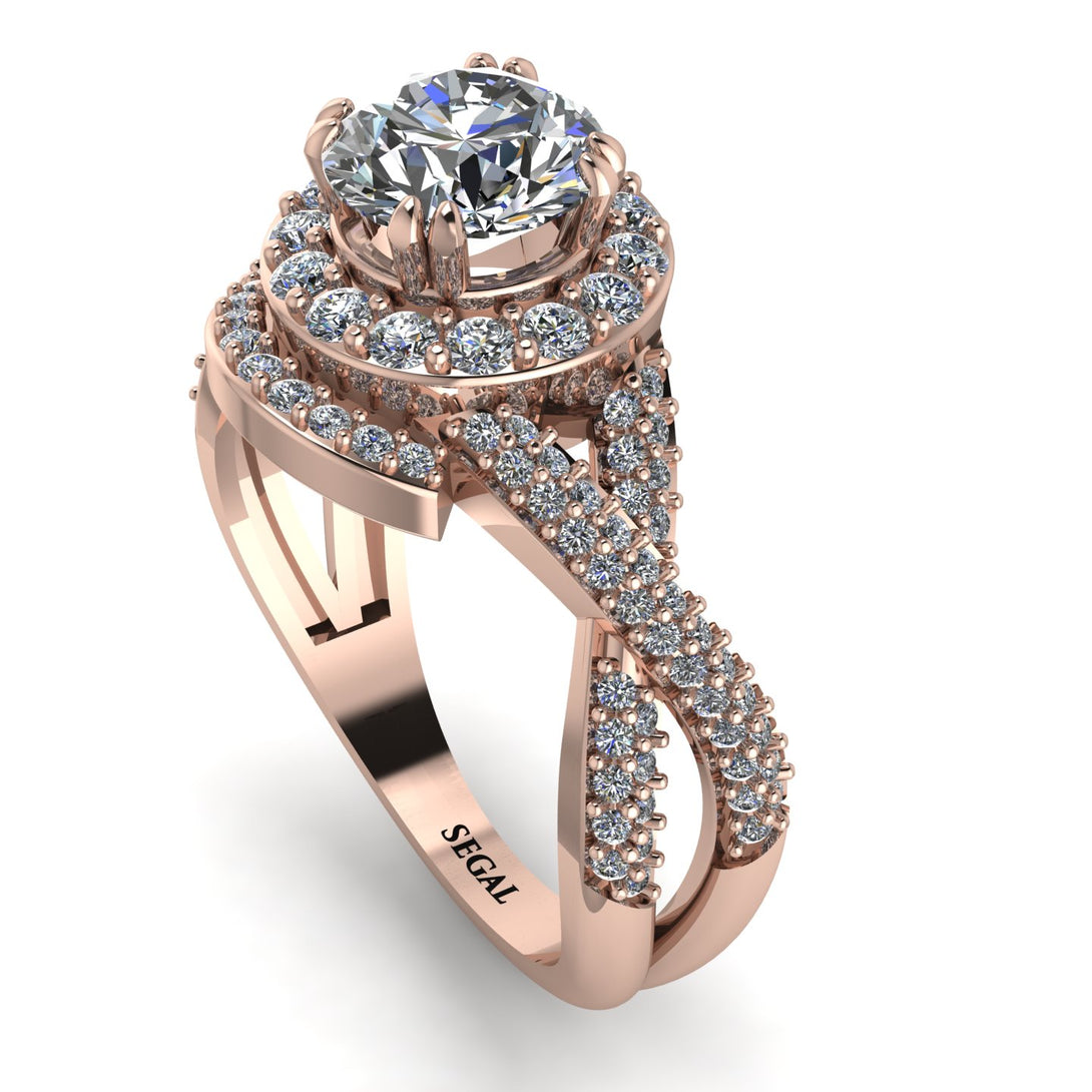 Unique Diamond Halo Engagement Ring - Jessica No. 2