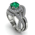 Unique Emerald Halo Bridal Set - Jessica No. 6 image 1