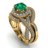 Unique Emerald Halo Bridal Set - Jessica No. 4 image 1