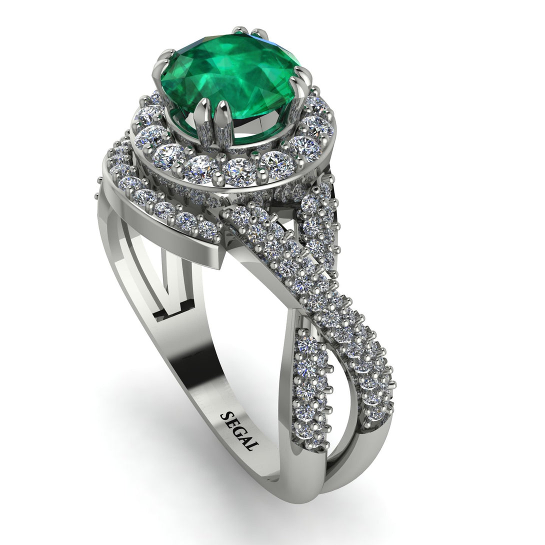 Unique Emerald Halo Engagement Ring - Jessica No. 6
