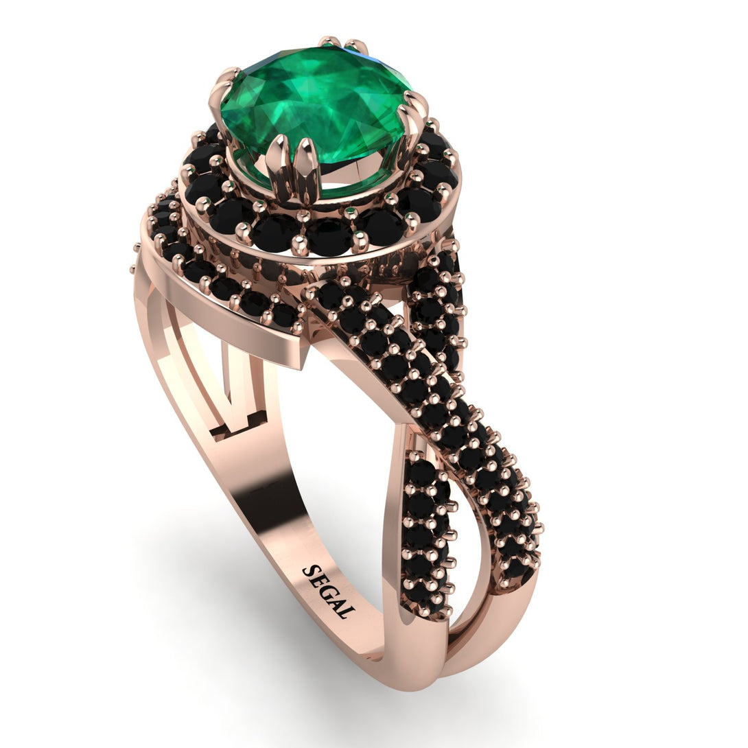 Unique Emerald Halo Engagement Ring - Jessica No. 35