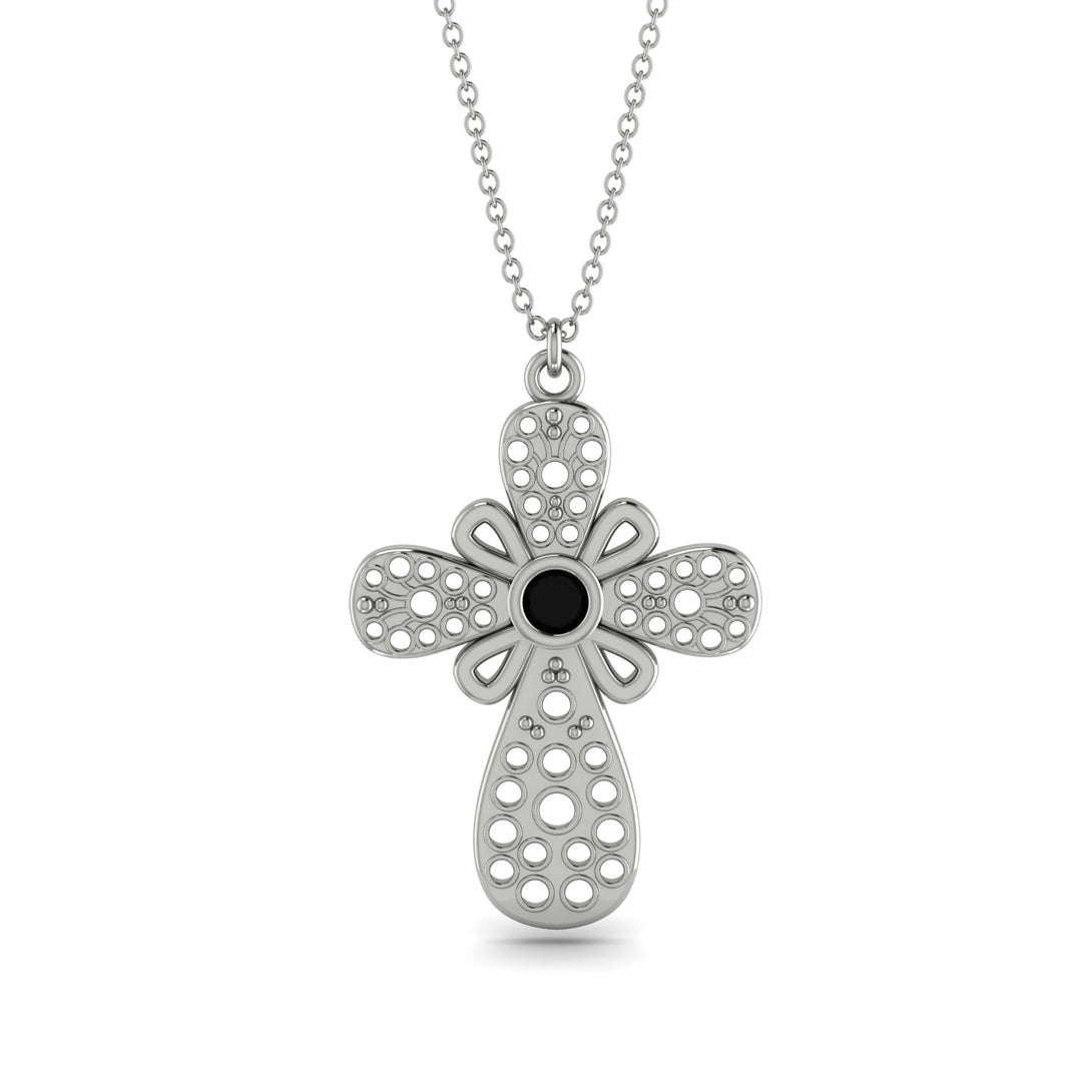 Unique Glam Black Diamond Cross Necklace - Leo No. 9