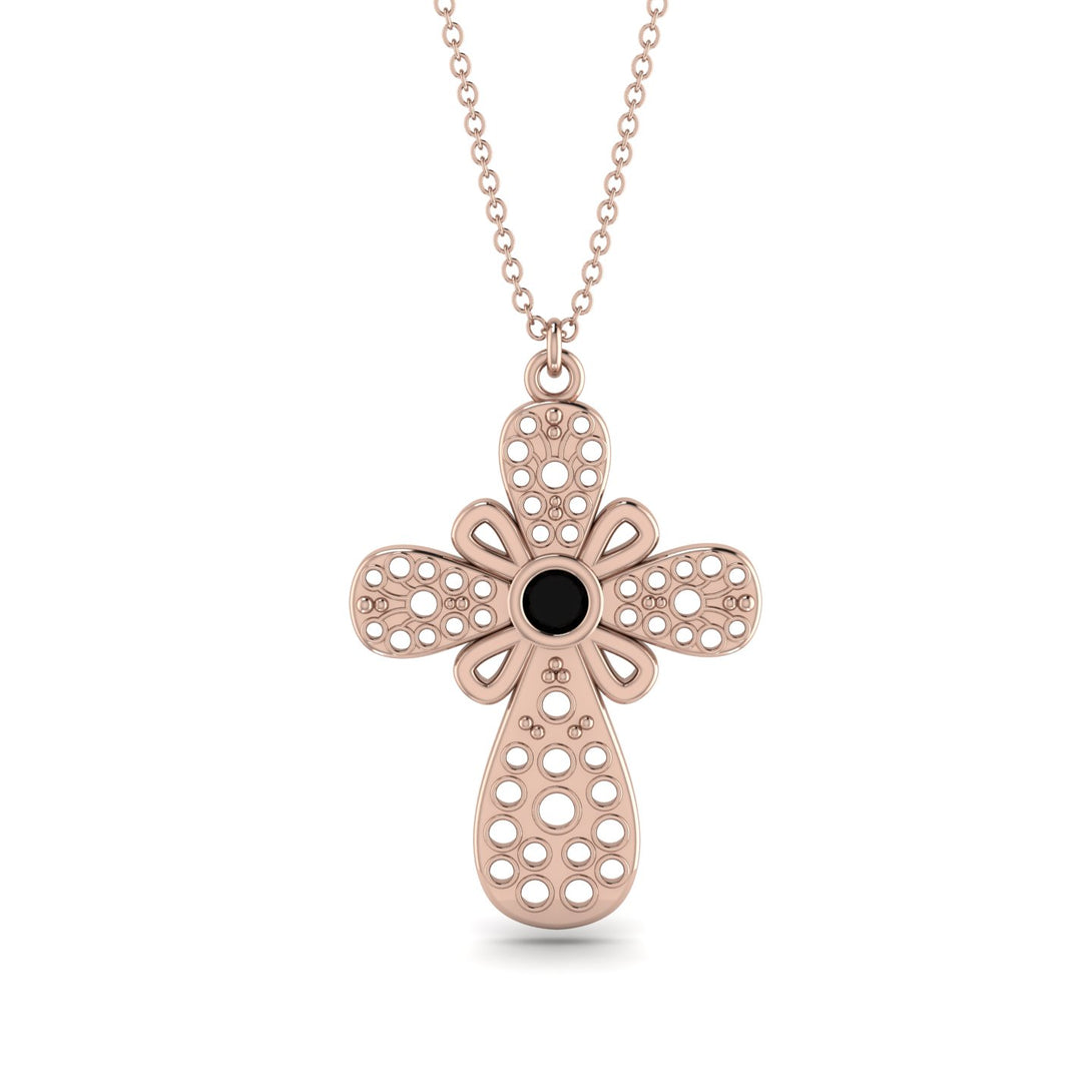 Unique Glam Black Diamond Cross Necklace - Leo No. 8