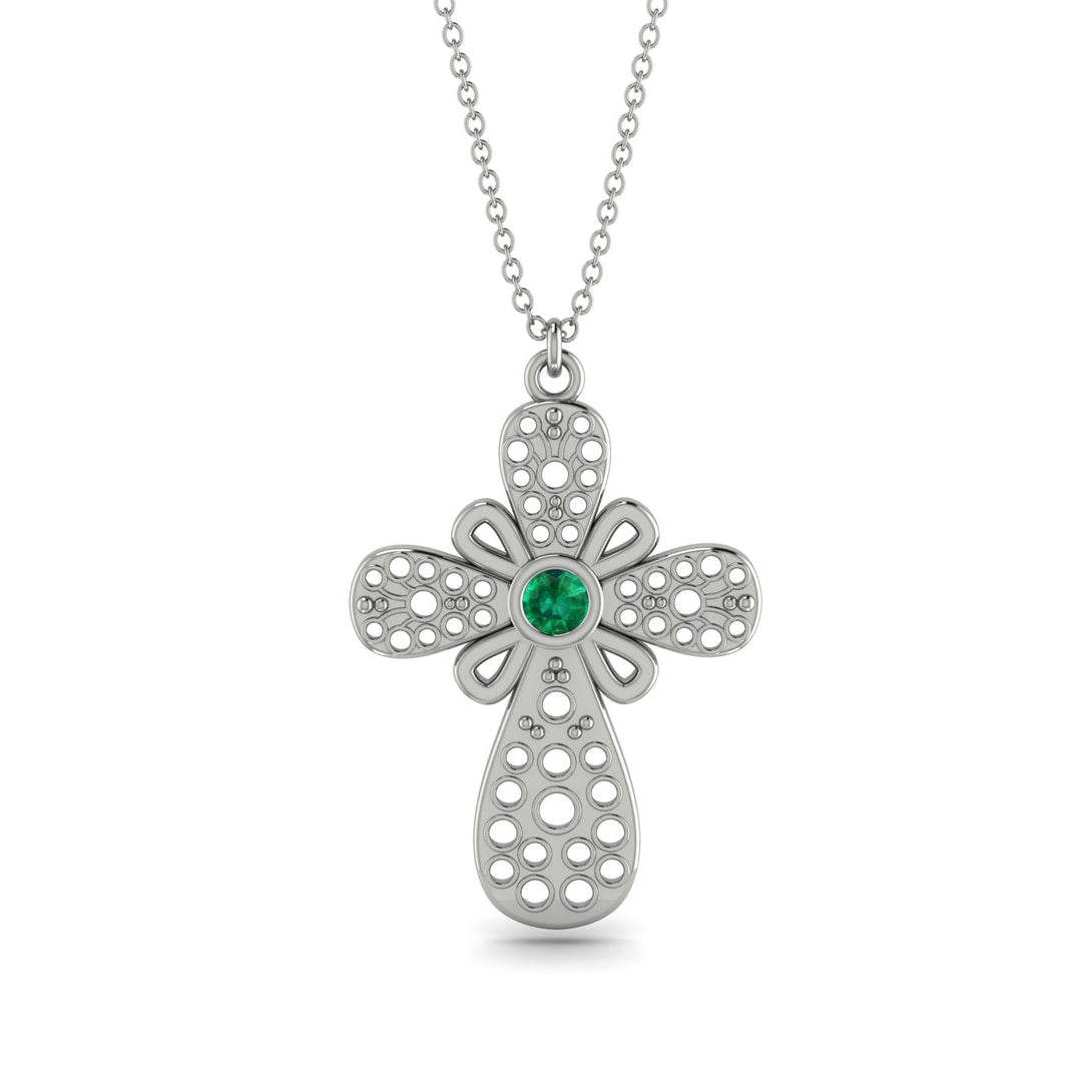 Unique Glam Emerald Cross Necklace - Leo No. 6