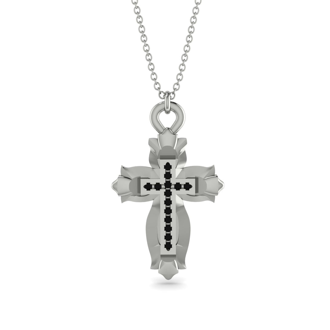 Unique Halo Cross Black Diamond Necklace - Ezra No. 9