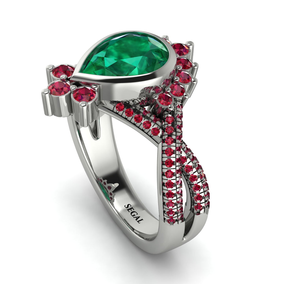 Unique Pear Cut Emerald Ring - Dorothy No. 51