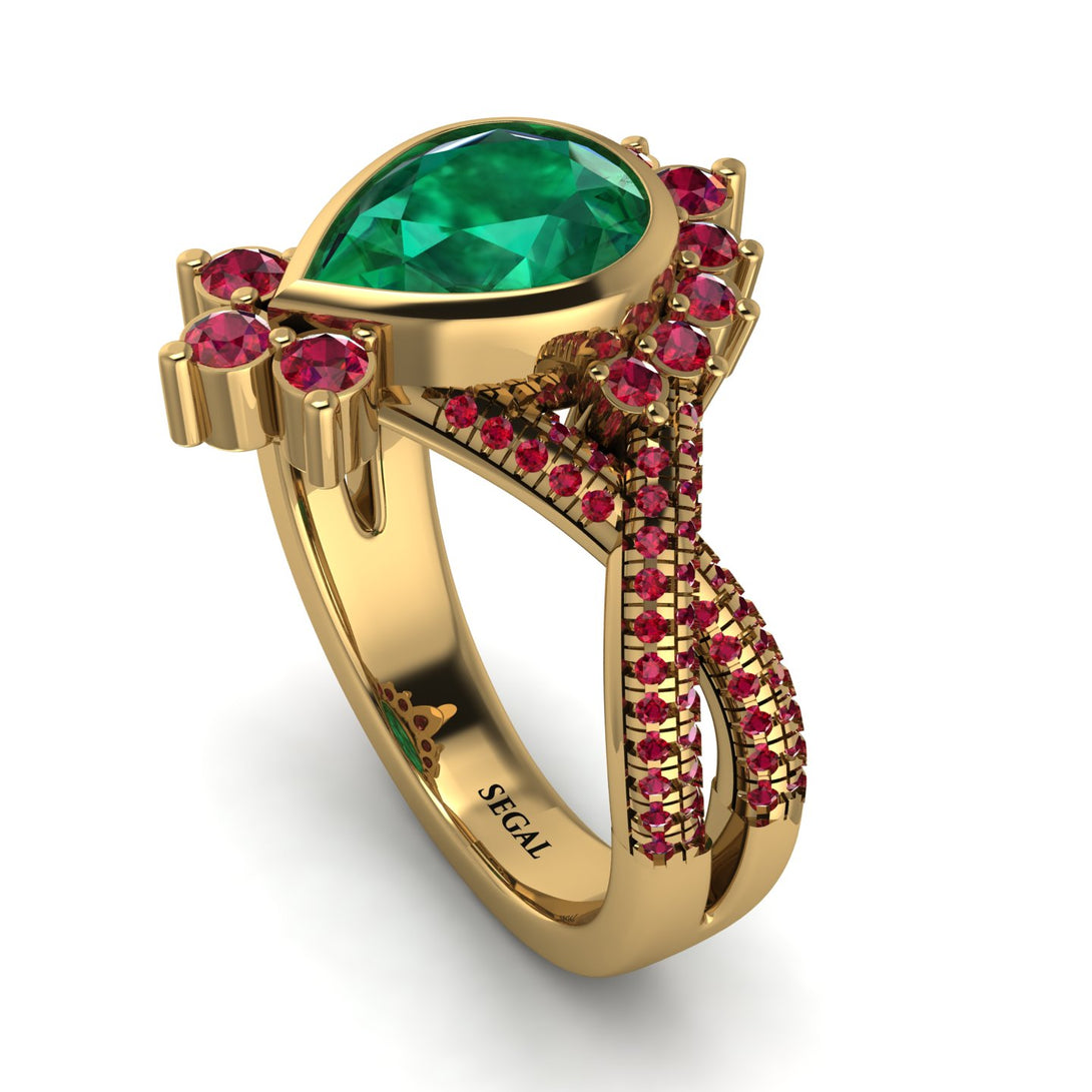 Unique Pear Cut Emerald Ring - Dorothy No. 49