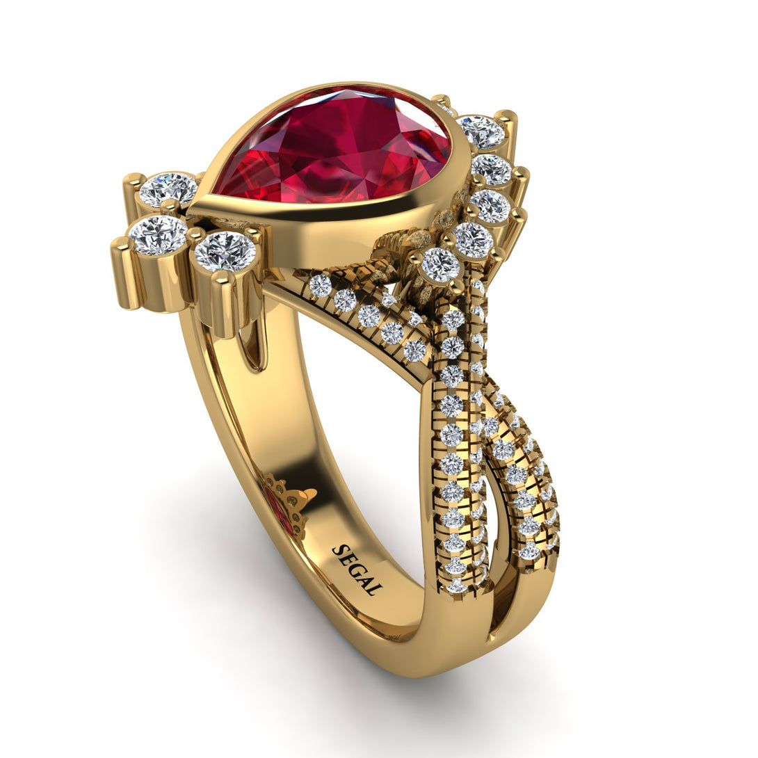 Unique Pear Cut Ruby Ring - Dorothy No. 10