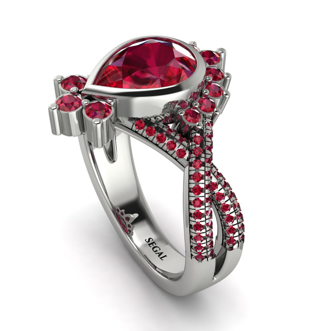 Unique Pear Cut Ruby Ring - Dorothy No. 57