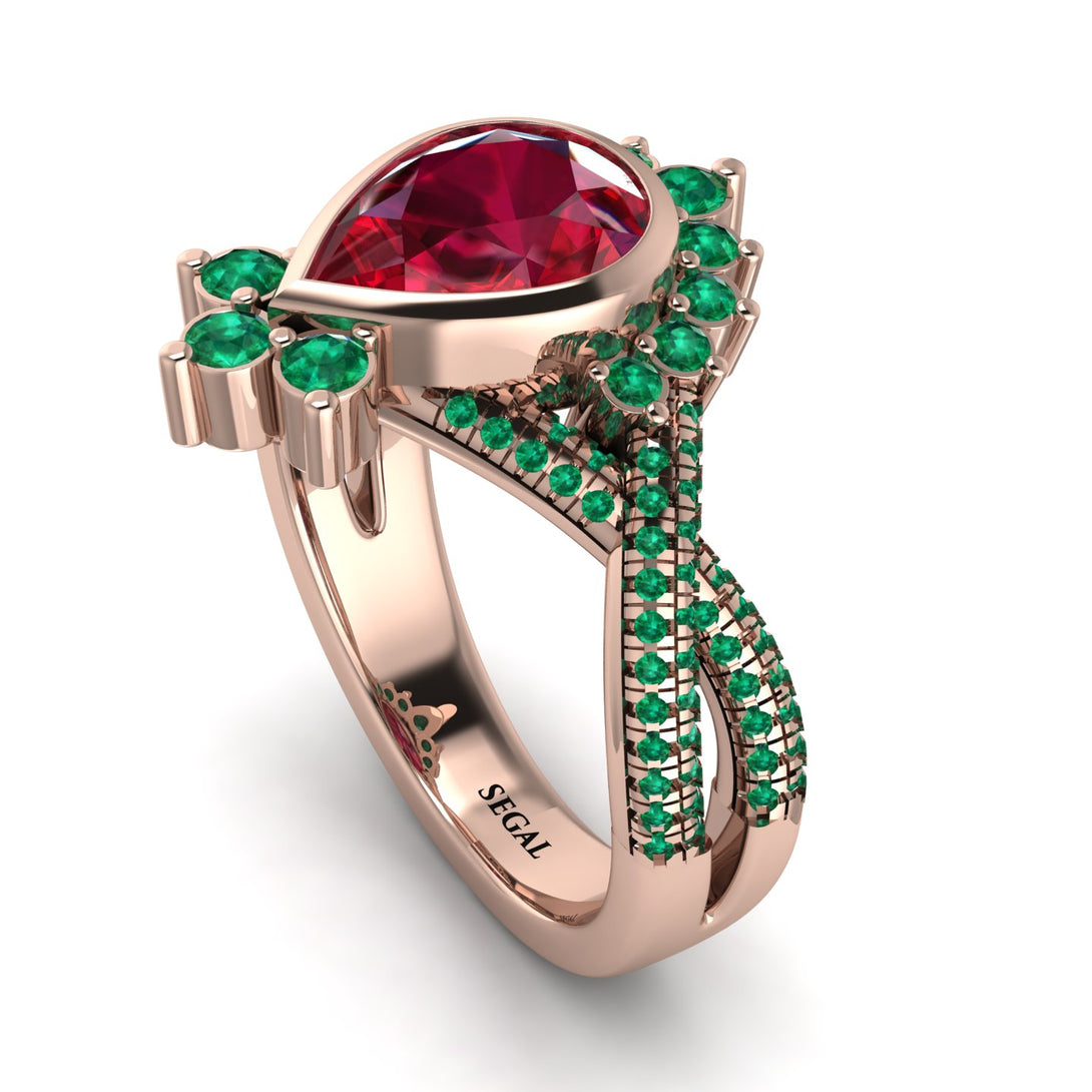 Unique Pear Cut Ruby Ring - Dorothy No. 26