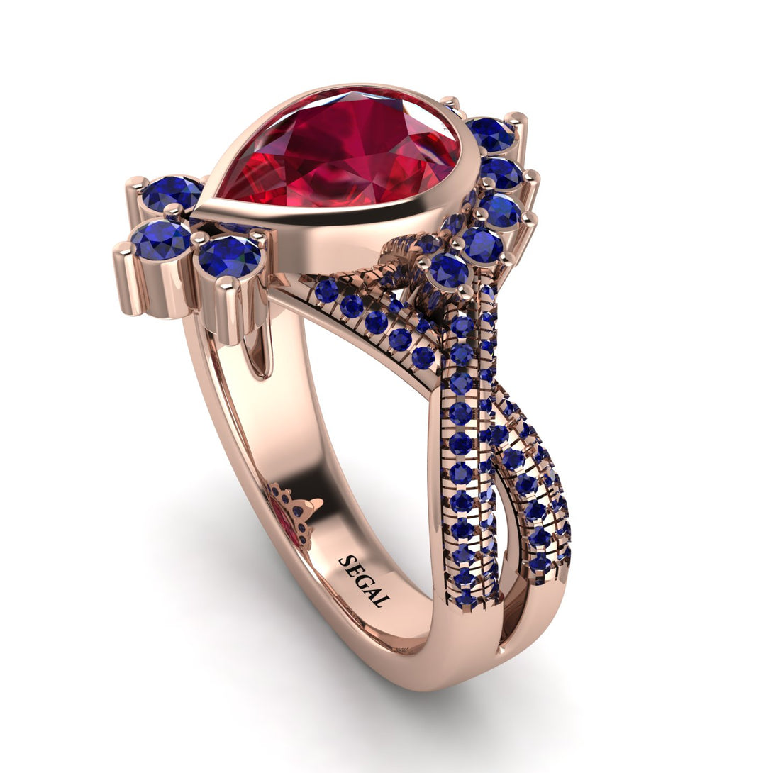 Unique Pear Cut Ruby Ring - Dorothy No. 71