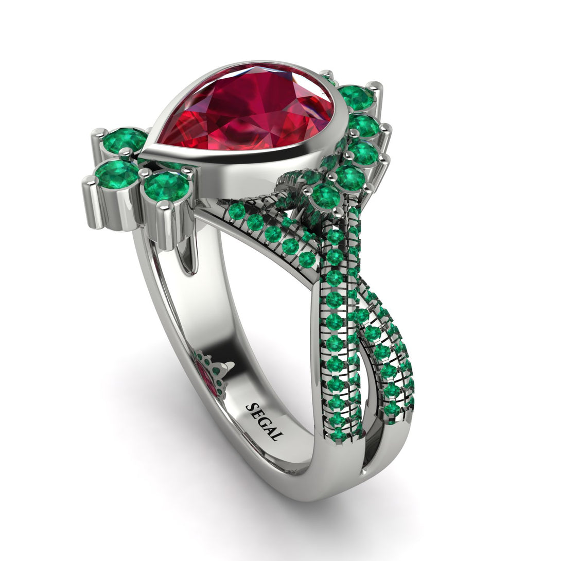 Unique Pear Cut Ruby Ring - Dorothy No. 27