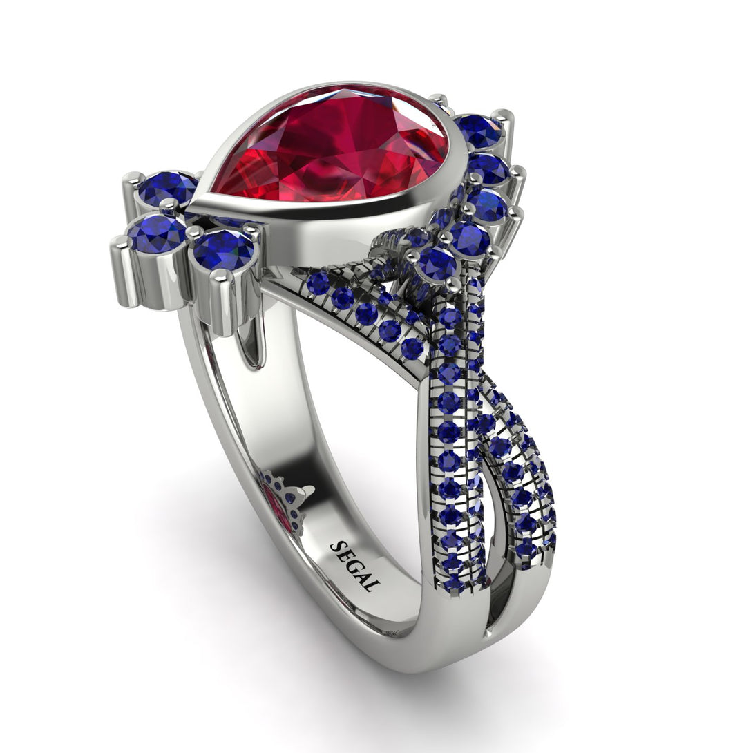 Unique Pear Cut Ruby Ring - Dorothy No. 72