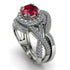 Unique Ruby Halo Bridal Set - Jessica No. 12 image 1