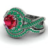 Unique Ruby Halo Bridal Set - Jessica No. 27 image 3