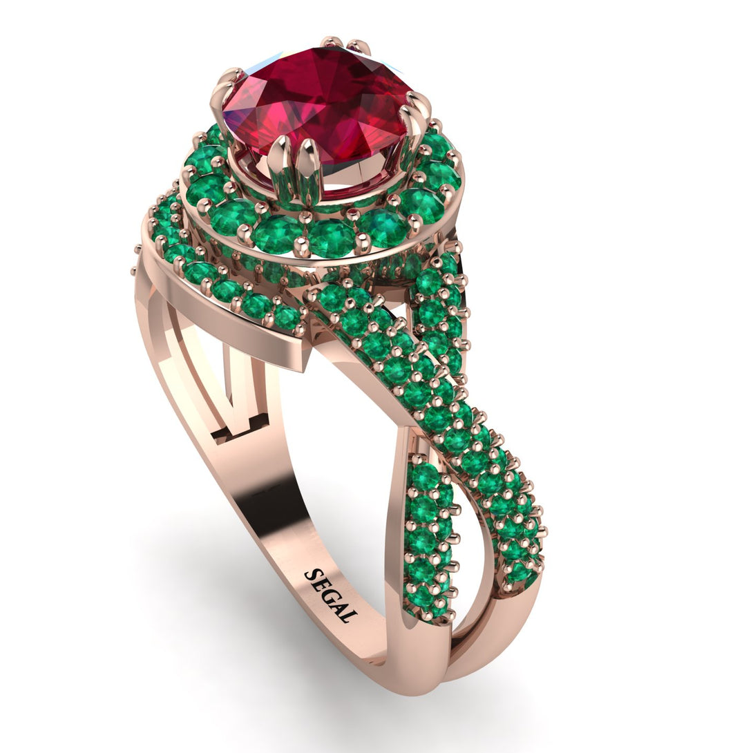 Unique Ruby Halo Engagement Ring - Jessica No. 26