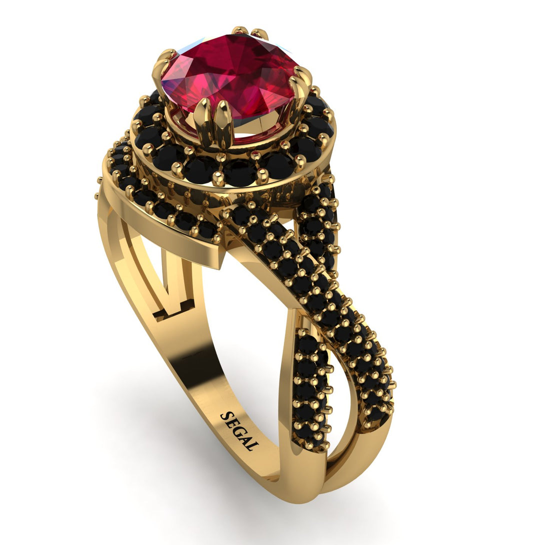 Unique Ruby Halo Engagement Ring - Jessica No. 40