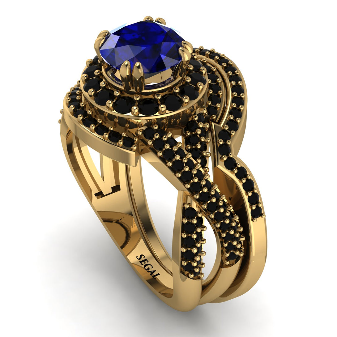 Unique Sapphire Halo Bridal Set - Jessica No. 43