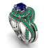 Unique Sapphire Halo Bridal Set - Jessica No. 30 image 1