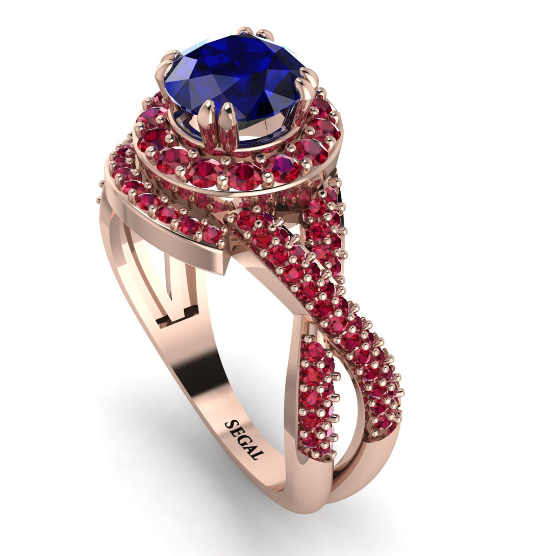 Unique Sapphire Halo Engagement Ring - Jessica No. 59