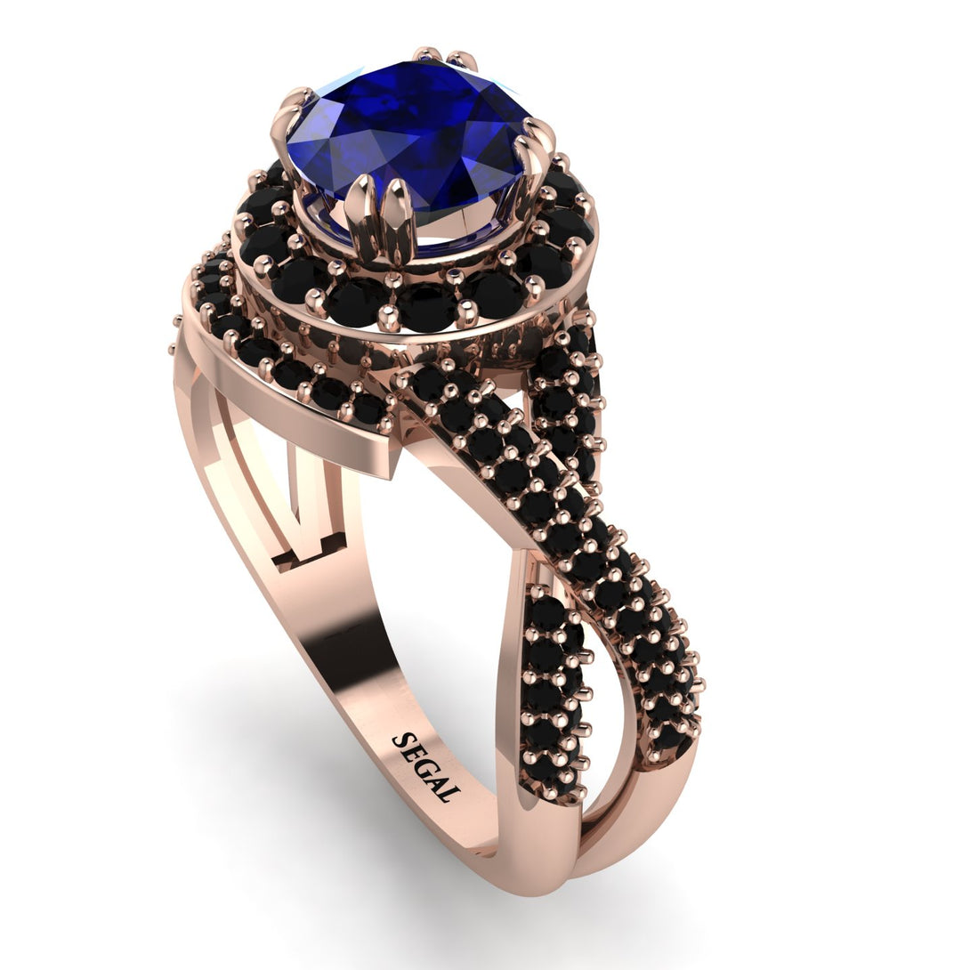 Unique Sapphire Halo Engagement Ring - Jessica No. 44