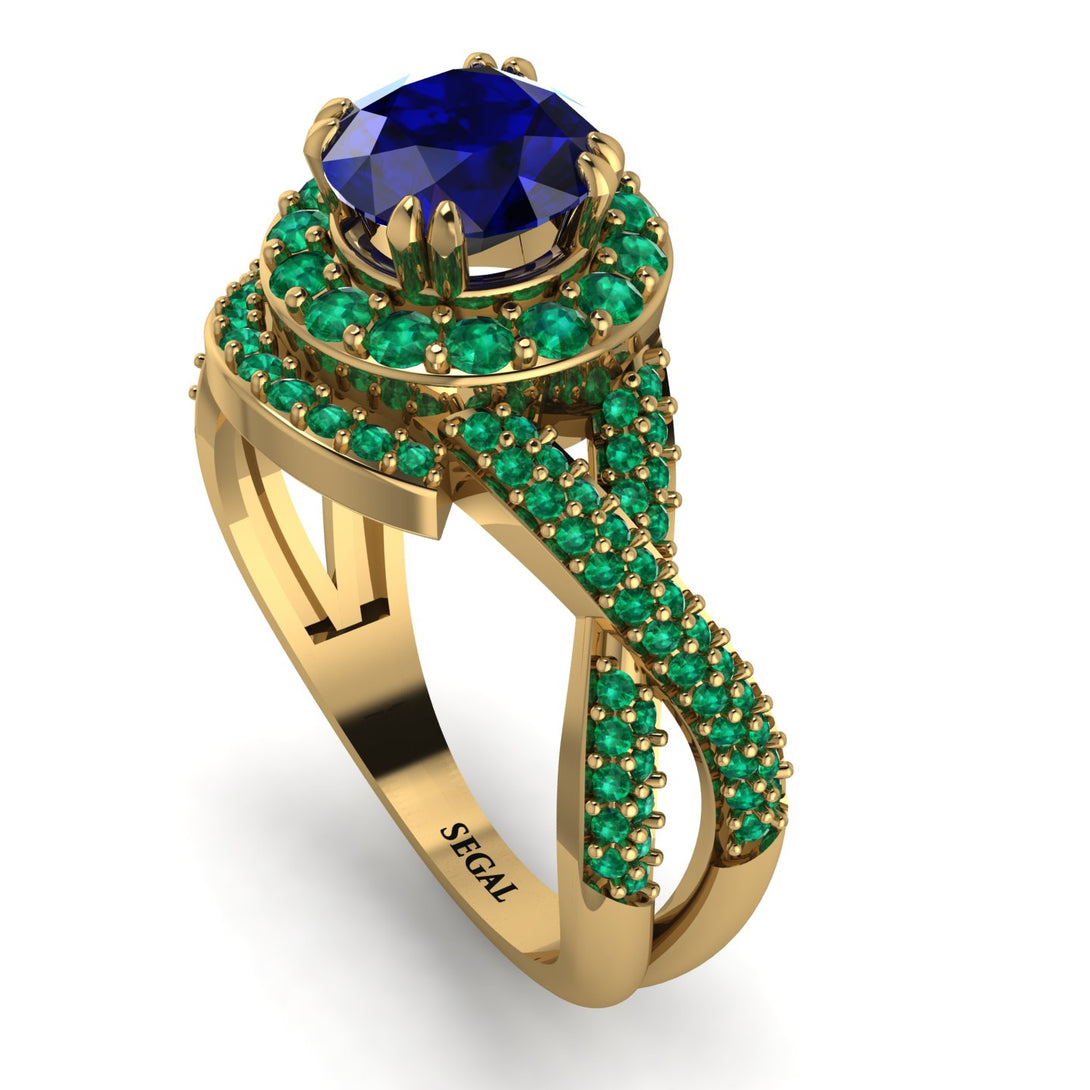 Unique Sapphire Halo Engagement Ring - Jessica No. 28