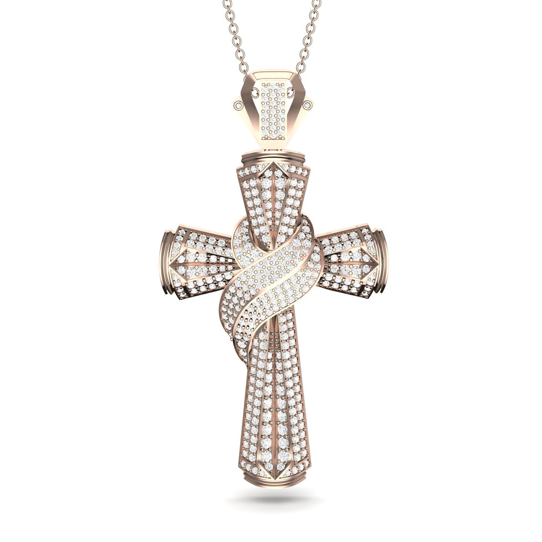 Unique Swirling Diamond Cross Pendant - Patrick No. 2