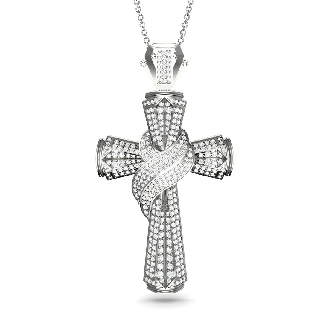Unique Swirling Diamond Cross Pendant - Patrick No. 3